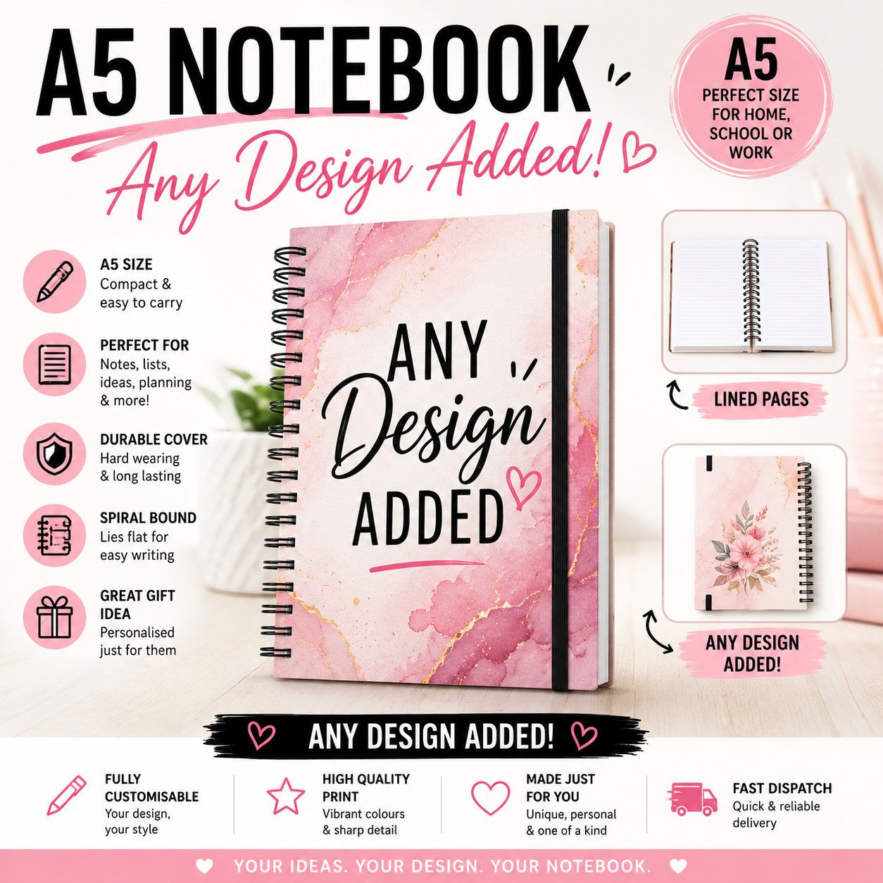 Personalised note book A5