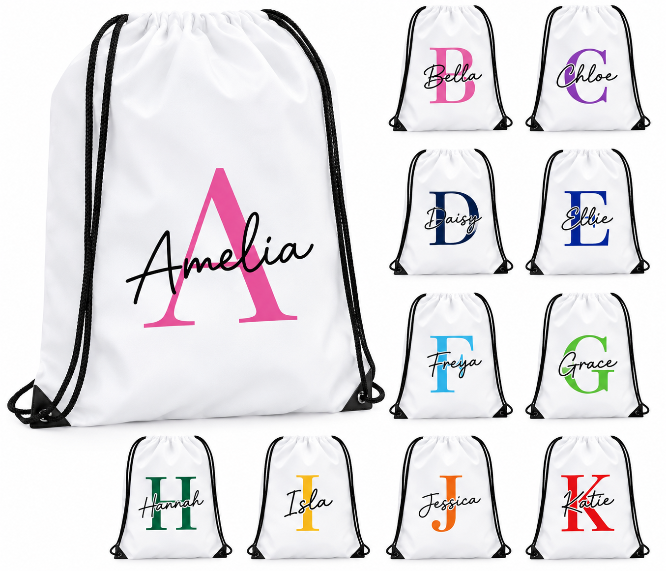 Personalised drawstring bag